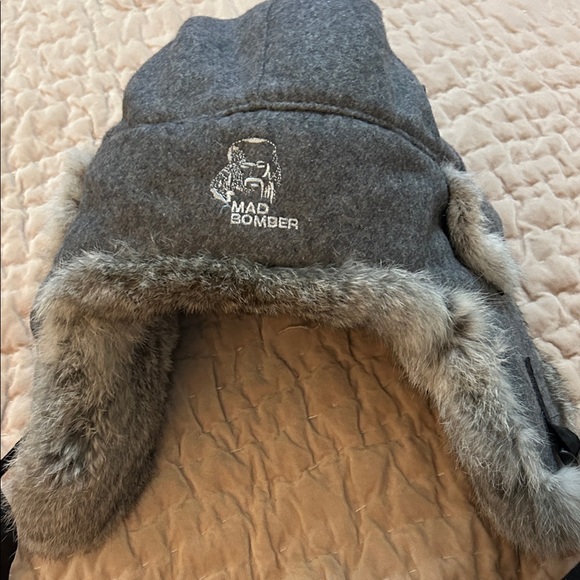 Mad Bomber Aviator Rabbit Fur Trapper Hat Black Super Warm Unisex Sz M Indi - Picture 2 of 9